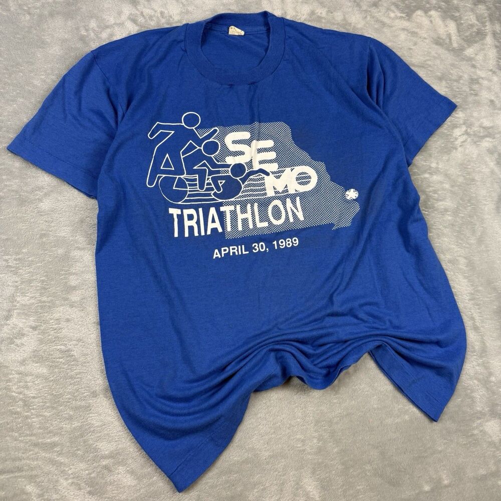 Vintage 1989 SE MO Triathlon Coca-Cola Graphic T Shirt USA Screen Stars L